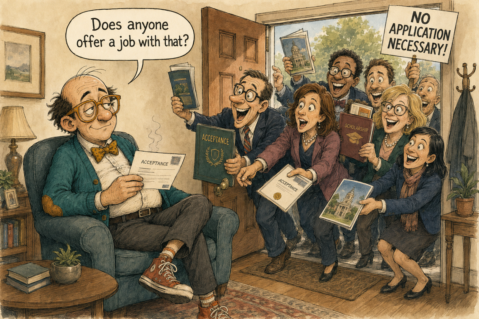 Mack receives unsolicited acceptance letters from college admissions officers crowding his doorway